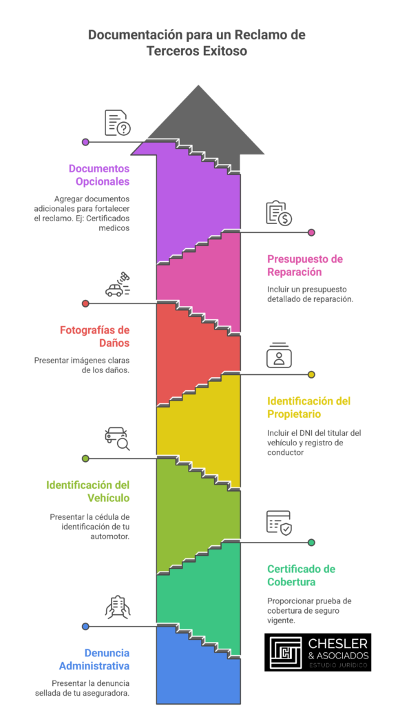 Requisitor para hacer un reclamo de terceros. Documentacion para reclamo de terceros. Accidente de transito,